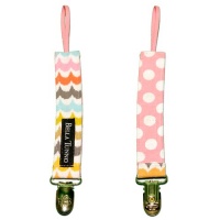 Bella Tunno Fabric Loop Binker Pacifier Clip, Happy Ripple/Cotton Candy Dot