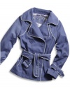 GUESS Kids Girls Big Girl Jacket with Printed Lining, PURPLE (7/8)