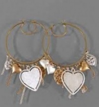 Jessica Simpson Love to Love Hoop Earrings With Hearts and Chains