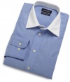 Nautica Men's End On End With White Collar Non Iron Dress Shirt