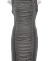 Nicole Miller Grey Pleated Straight Neck Sleeveless Sheath Dress P-Medium