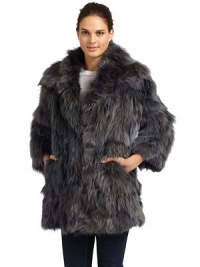 THE LOOKPlush pieced fox furModified point collarConcealed hook-and-bar closureLong sleevesDual front slash pocketsTHE FITAbout 31 from shoulder to hTHE MATERIALDyed fox furFully linedCARE & ORIGINDry clean by fur specialistImportedFur origin: ChinaModel shown is 5'10 (177cm) wearing US size S/M. 