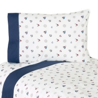 4pc Queen Sheet Set for Nautical Nights Sailboat Bedding Collection by Sweet Jojo Designs