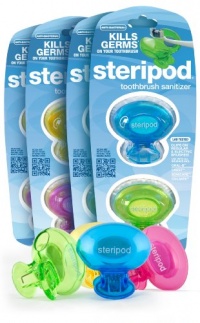 Steripod Clip-on Toothbrush Sanitizer (8 Steripods) 2x2 Pack (Green/Blue) & 2x2 (Yellow/Pink)