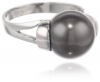 Sterling Silver 12mm Black Shell Pearl Ring