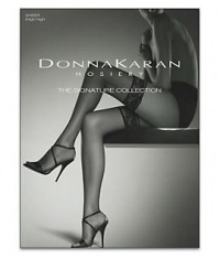 Donna Karan Hosiery The Signature Collection Sheer Satin Thigh Highs, Small, Black