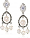 Judith Jack Pearlette Sterling Silver, Marcasite and Fresh Water Pearl Mini Chandelier Drop Earrings