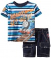 Thomas & Friends Boys 2-7 2 Piece Knit Pullover and Woven Short, Navy, 2T