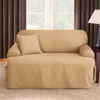 Sure Fit Logan 1-Piece T-Cushion Ties Sofa Slipcover, Camel