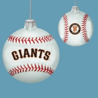 Kurt Adler 80mm San Francisco Glass Baseball Ornament