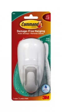 Command Bathroom Hook with Water-Resistant Strips, 1-Hook, 2-Strip