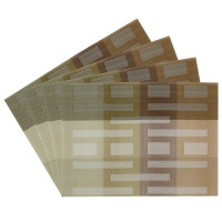 Benson Mills Illusions Geometric shapes Woven Vinyl Placemats, Taupe, Set of 4