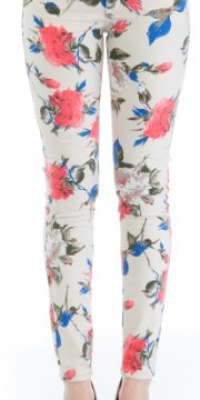 (SZ3817-Ramiro-1) Dollhouse Juniors Floral Print Skinny Jeans in Ramiro Size: 1