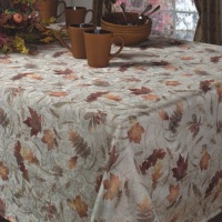 Benson Mills Natures Leaves Jacquard Printed Fabric Tablecloth, 60-Inch-by-120 Inch