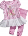 GUESS Kids Girls Baby Girl Striped Tee and Leggings Set (, STRIPE (12M)