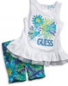 GUESS Kids Girls Tank Set with Floral-Print Bike Shorts (, WHITE (12M)