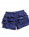 GUESS Kids Girls Little Girl Tiered Ruffle Short-Shorts, DARK BLUE (6X)