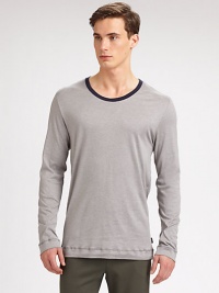 Soft and comfortable, this versatile tee can be worn for sleep, lounge or as an outerwear shirt, featuring contrasting trim at the collar.CrewneckCottonMachine washImported