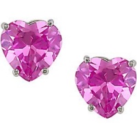 4 Ct Pink Tourmaline Swarovski Elements Heart Shaped Stud Earrings Set in 925 Sterling Silver