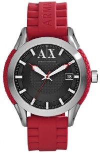 Armani Exchange Mens Red Rubber Strap Watch