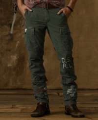 Unique prints and utility pockets infuse military-inspired style with Western cool on this durable ripstop cotton pant.