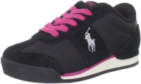 Polo by Ralph Lauren Slider Sneaker (Toddler/Little Kid/Big Kid),Black/Fuchsia,4 M US Big Kid