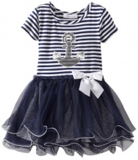 Bonnie Jean Girls 2-6X Anchor Ballerina Dress, Blue, 4T