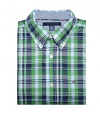 Tommy Hilfiger Men Plaid Short Sleeve Logo Shirt