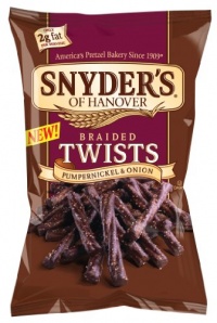 Snyder's of Hanover Pumpernickel & Onion Braided Twists, 10-Ounce (Pack of 6)