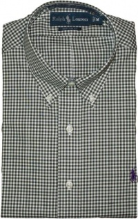 Polo Ralph Lauren Shirt, Custom-Fit long sleeve Gingham Shirt, Moss-White (x-large)