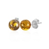 Bling Jewelry Amber Gemstone Ball Stud Earrings Stainless Steel 8mm