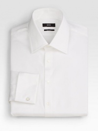 A smooth, regular fit is diamond-woven in crisp cotton with traditional French cuffs. Buttonfront Modified point collar French cuffs Cotton Dry clean Imported