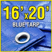 16' X 20' Blue Multi-Purpose 6-mil Waterproof Poly Tarp Shade Cover 16x20 Tarpaulin by Grizzly Tarps