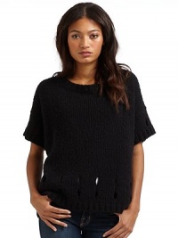 THE LOOKRibbed crew neckline Pullover styleShort ribbed cuff sleevesCutout detailsRibbed hemTHE FITAbout 23 from shoulder to hemTHE MATERIAL51% cotton/24% wool/19% acrylic/6% yakCARE & ORIGINHand washImported