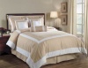 7 Pieces Champagne and White Hotel Block Embossed Leaf Comforter Bed-in-a-bag Set King Size Bedding