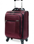 A little goes a long way with lightweight luggage that eases your load without sacrificing durability. The long life of this incredibly strong suitcase keeps you traveling, offering 360-degree wheels, an expandable main compartment and convenient interior features that keep your clothes wrinkle free. Limited lifetime warranty.