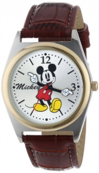 Disney Men's MCK623 Mickey Mouse Moving Hands Brown Strap Watch