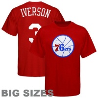 NBA Majestic Philadelphia 76ers #3 Allen Iverson Red Player Big Sizes T-shirt