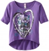 Beautees Girls 7-16 Owl High Low Top, Grape, Large