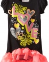 Beautees Girls 2-6x Tunic With Pink Chiffon Ruffle, Black, 4