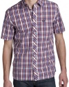 Fred Perry Men's Short Sleeve Tartan Shirt,White/Red/Rich Blue,XX-Large