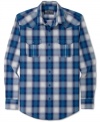 Update your regular ol' button down look with this bold plaid print shirt by American Rag.