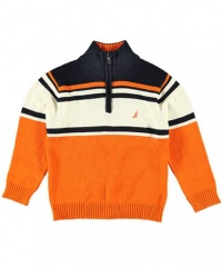 Nautica Sportswear Kids Boys 8-20 One-Fourth Zip Center Stripe Sweater