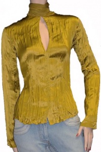 Roberto Cavalli Womens Top Blouse Shirt Yellow Silk, 40, Yellow