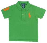 Infant Boy's Polo by Ralph Lauren Polo Shirt Green with Big Orange Pony (12 Months)