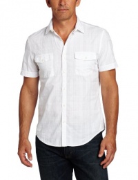 Perry Ellis Men's Short Sleeve Textured Plaid Shirt