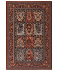 Intricate designs of traditional flora and fauna are woven in vibrant burgundy, dark blue and more in this Timeless Treasures area rug from Couristan, offering a perfect transitional statement-maker. Crafted of pure New Zealand wool for long-lasting strength and beauty.