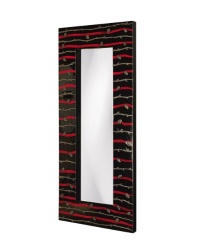 Howard Elliott 25045 Billie Black Lacquer w/ Textured Red & Silver Accents Mirror