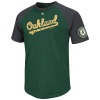 MLB Oakland A's Big Leaguer Fashion Crew Neck Ringer T-Shirt, Green Heather/Charcoal Heather