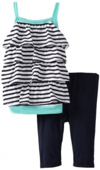 Splendid Littles Baby-Girls  Pebble Beach Stripe Tank Tunic Set, Navy/Seashell, 18-24 Months